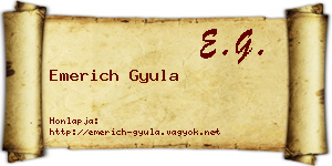 Emerich Gyula névjegykártya